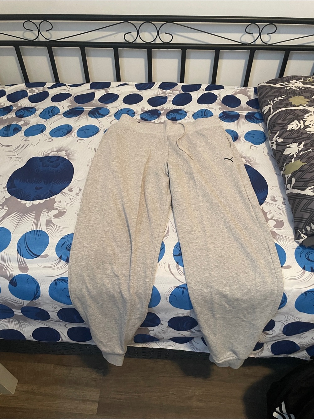 Puma Men’s Light Gray Sweatpants with Drawstring